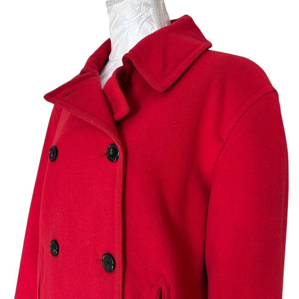 LizSport Red Wool Cashmere Pea Coat Vintage Womens Sz Large Quiet Luxury Classic - Picture 13 of 16